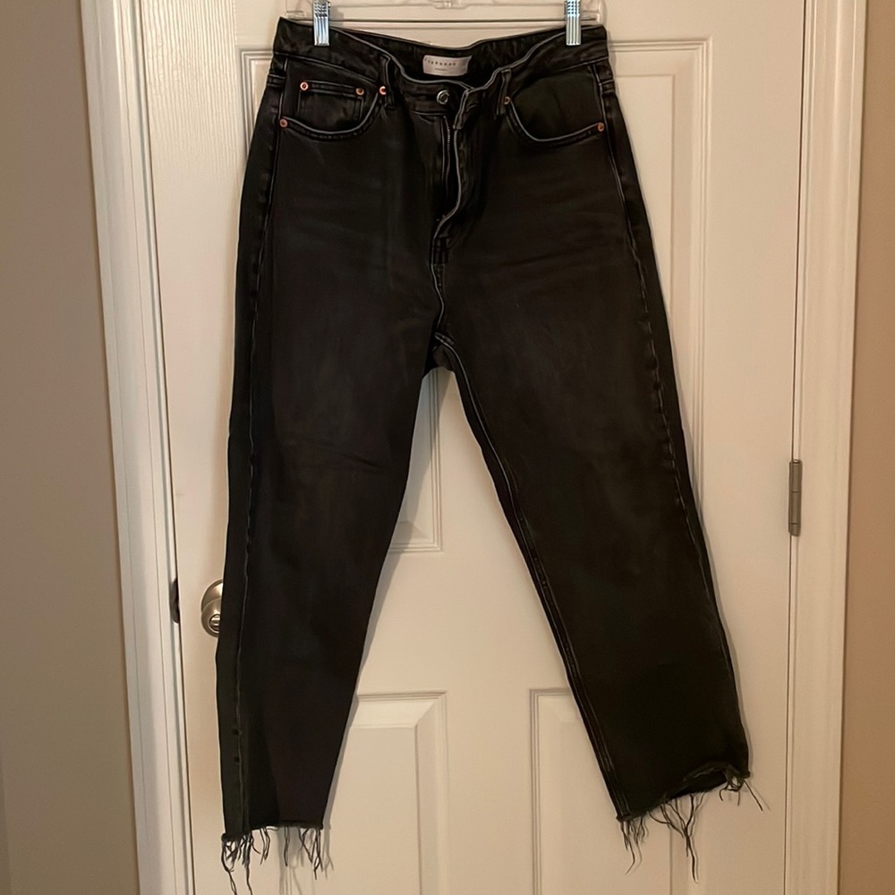 Off black high waisted cropped black denim